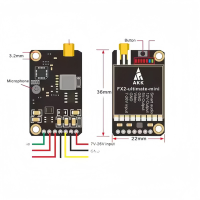 AKK 超長距離 FPV VTX 1.2W FX2 アルティメット ミニ 5.8GHz 37CH 無線ビデオトランスミッター