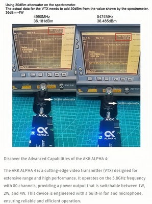 ドローンビデオトランスミッター AKK Alpha4 VTX 5.8G FPV 4W 8CH 超長距離ビデオ送信機